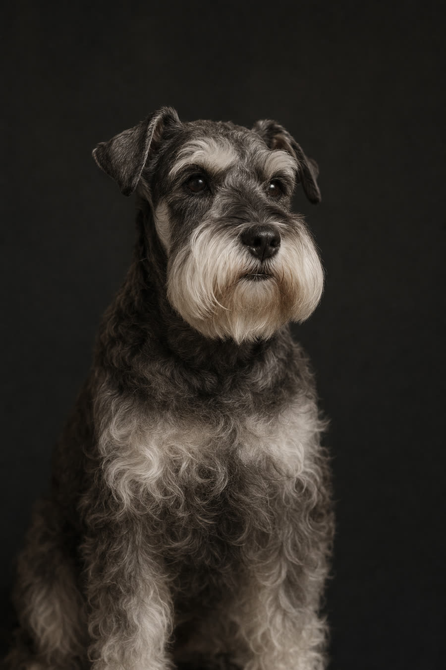 A senior schnauzer, bright and dignified, during Golden Years Care